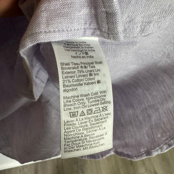 J.Crew Classic Fit Linen Shirt Mens M Purple Button Up Long Sleeve Lightweight - Picture 9 of 10